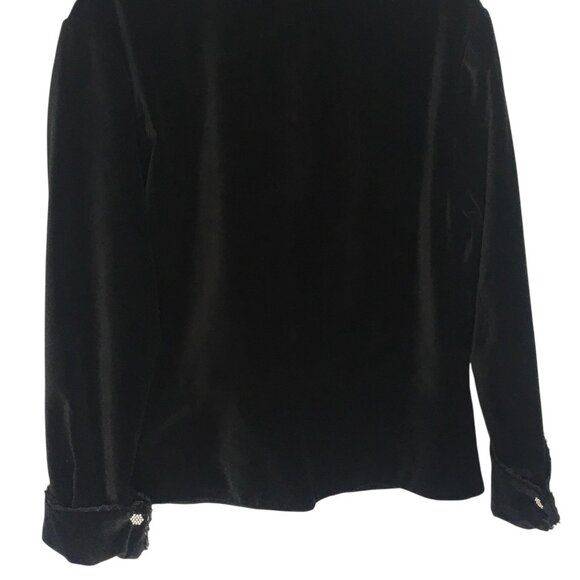 Black Velvet Blazer Rhinestone Buttons Jacket Womens XL - Picture 10 of 16